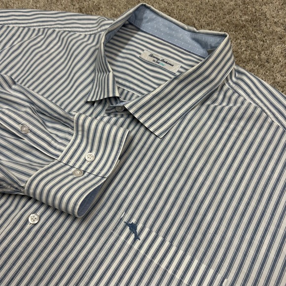 Tommy Bahama Other - Tommy Bahama Button Down Shirt 4XLB Blue Stripe IslandZone Long Sleeve 4XB FLAW